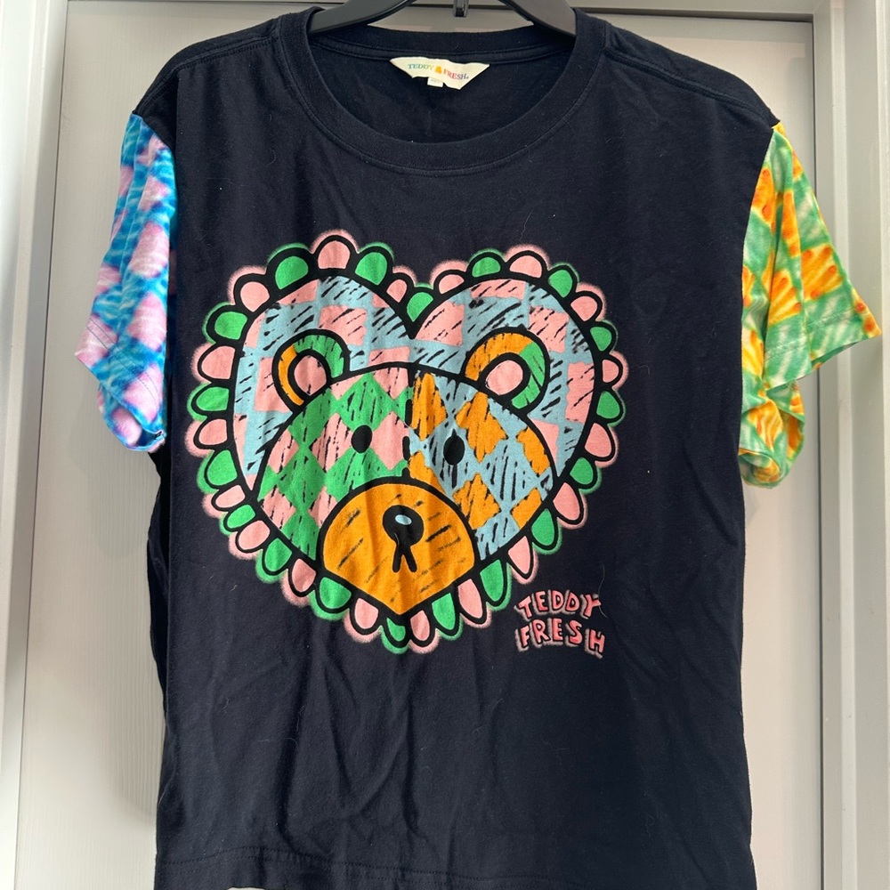 Teddy Fresh x Gentle Thrills Black Short Sleeve Tee with Bear Design